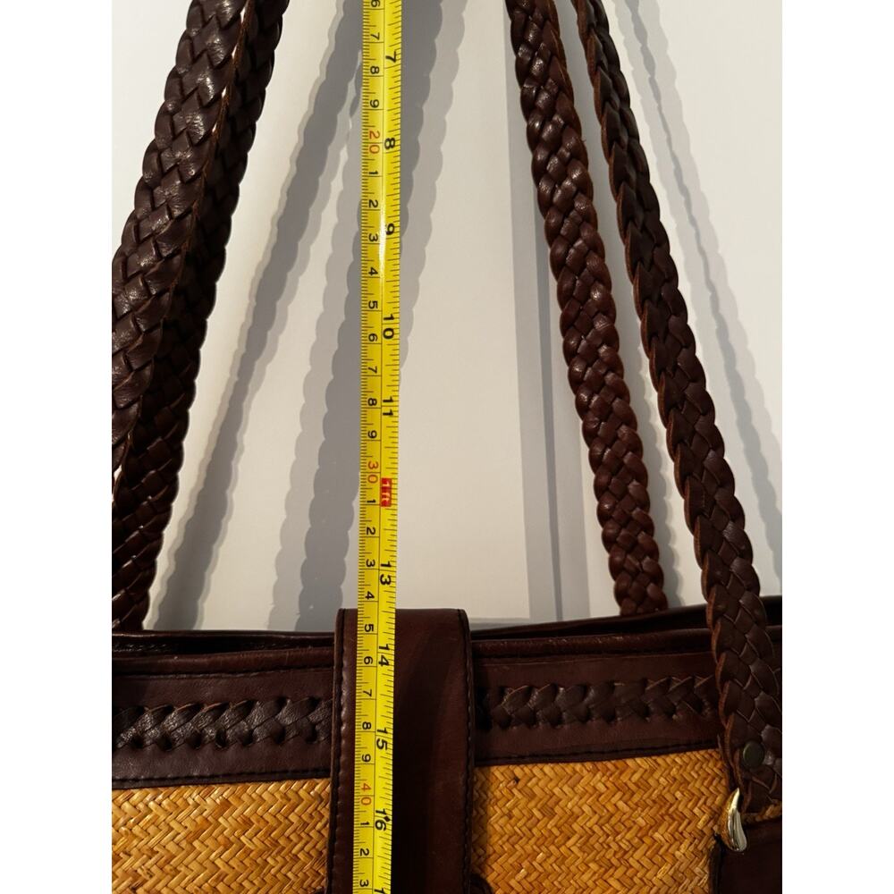 Women's Elliot Lucca Brown Straw & Leather Purse Tote Beach Resortwear Vacation - Picture 14 of 14